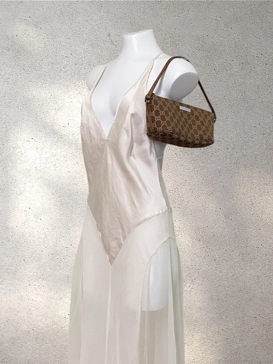 RARE VTG Victoria’s Secret 100% Silk Cream Sheer Maxi Dress - Picture 6 of 9